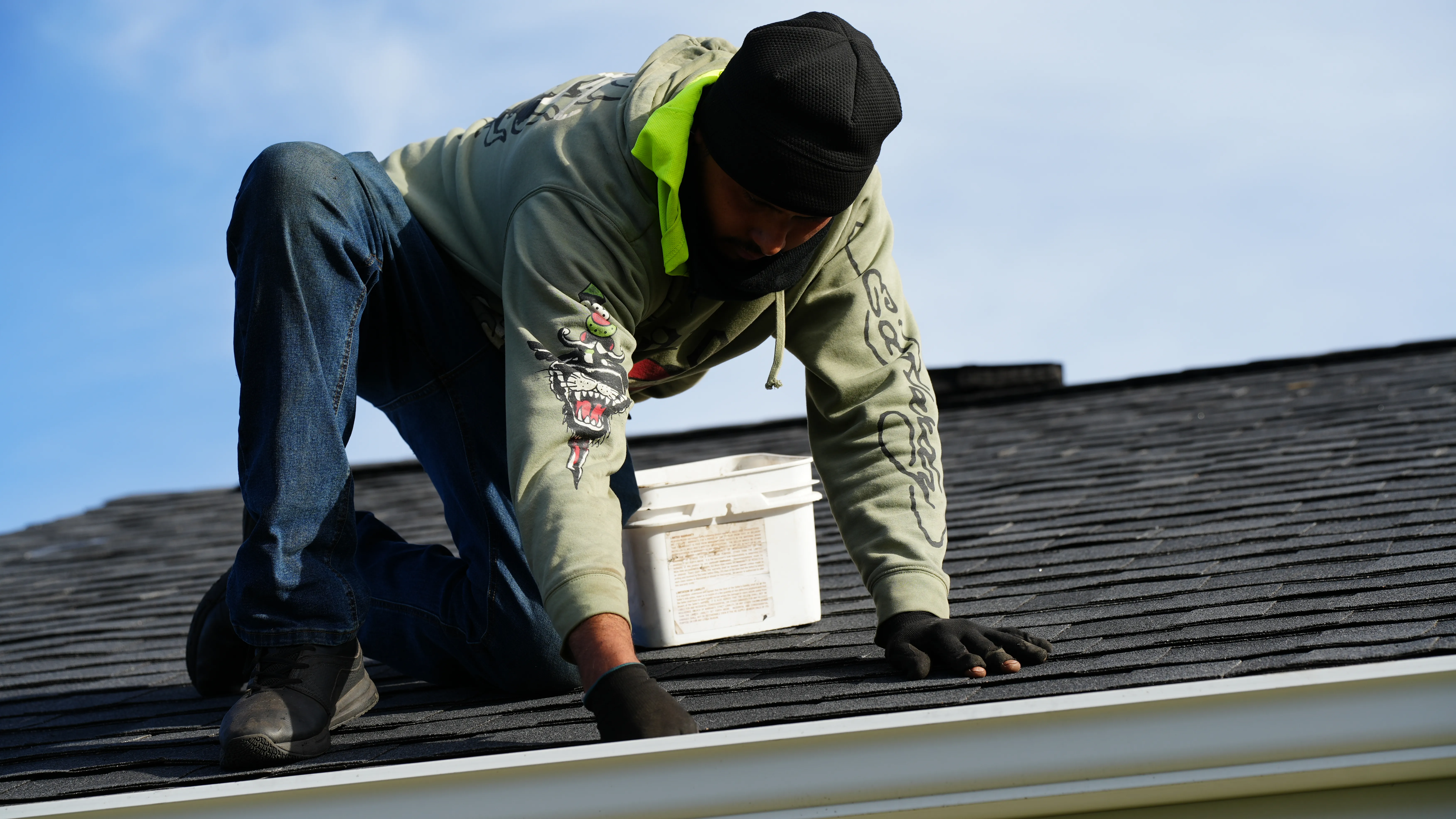 Workers on roof